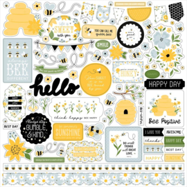 Echo Park Elements Cardstock Stickers 12"X12" Happy As Can Bee