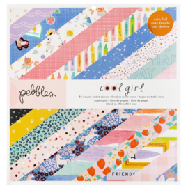 Pebbles Double-Sided Paper Pad 12"X12" 24/Pkg Cool Girl, Gold Foil