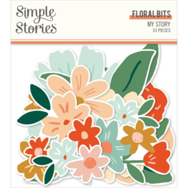 Simple Stories My Story Bits & Pieces Die-Cuts 33/Pkg Floral  