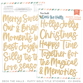 Cocoa Vanilla DECK THE HALLS – PUFFY GOLD TITLE STICKERS 