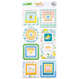 PinkFresh Chipboard Frames Stickers Flower Market  