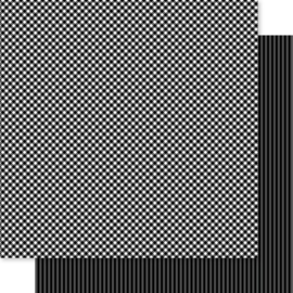 Bella Besties Gingham & Stripes Double-Sided Cardstock 12X12 Black