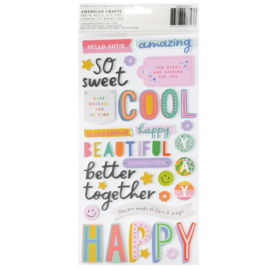 Pebbles Cool Girl Thickers Stickers 107/Pkg Phrase