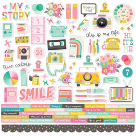 Simple Stories True Colors Cardstock Stickers 12"X12"  