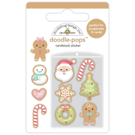 Doodlebug Doodle-Pops 3D Stickers Gingerbread Kisses - Christmas Cookies  