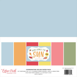 Echo Park Double-Sided Solid Cardstock 12"X12" 6/Pkg Here Comes The Sun, 6 Colors