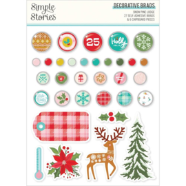 Simple Stories Snow Pine Lodge Decorative Brads 27 Brads, 6 Chipboard  