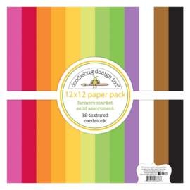 Doodlebug Textured Double-Sided Cardstock 12"X12" 12/Pkg Farmers Market  