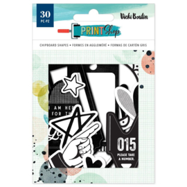 Vicki Boutin Print Shop Mixed Chipboard Shapes 30/Pkg  