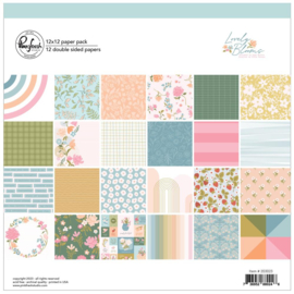 Pinkfresh Studio Double-Sided Paper Pack 12"X12" 12/Pkg Lovely Blooms, 12 Designs/1 Each  