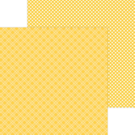 Doodlebug Petite Prints Plaid/Polka Dot Cardstock 12"X12" Bumblebee