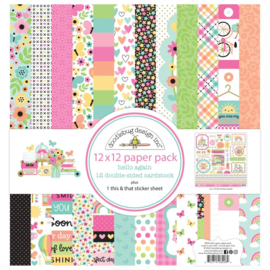 Doodlebug Double-Sided Paper Pad 12"x12" Hello Again