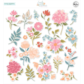 Pinkfresh Cardstock Die-Cuts Ephemera Pack 21/Pkg Lovely Blooms 
