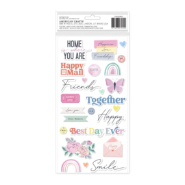 American Crafts Rainbow Avenue Thickers Stickers 50/Pkg Phrases  