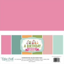 Echo Park Double-Sided Solid Cardstock 12"X12" 6/Pkg A Birthday Wish Girl, 6 Colors