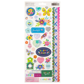 Paige Evans Blooming Wild Stickers 6"X12" Sheet 82/Pkg W/Holographic Foil Accents  