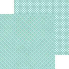 Doodlebug Petite Prints Plaid/Polka Dot Cardstock 12"X12" Pistachio  