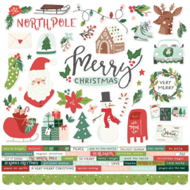 Simple Stories Santa's Village Cardstock Stickers 12"X12"  