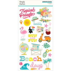 Simple Stories Just Beachy Chipboard Stickers 6"X12"  
