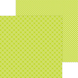 Doodlebug Petite Prints Plaid/Polka Dot Cardstock 12"X12" Citrus  