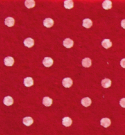 Felt dots, Red/White 30x40cm - 1mm 100% acryl