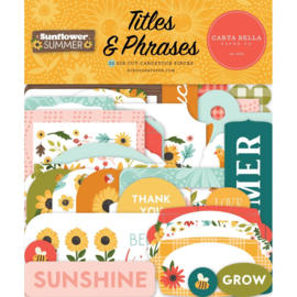 Carta Bella Cardstock Ephemera 33/Pkg Titles & Phrases, Sunflower Summer