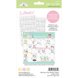 Doodlebug Day To Day Calendar Numbers Clear Stickers 12 Months