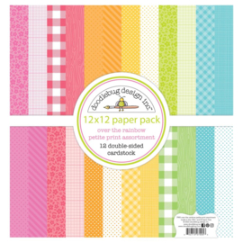 Doodlebug Petite Prints Double-Sided Cardstock 12"X12" 12/Pk Over The Rainbow, 12 Designs/1 Each  