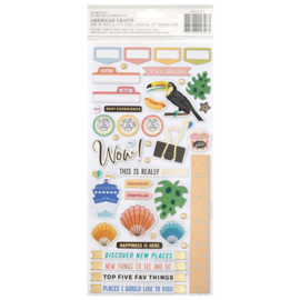 Vicki Boutin Where To Next Thickers Stickers 88/Pkg Happy Life Phrase/Chipboard