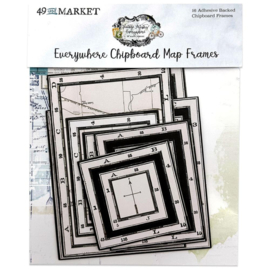 49 And Market Vintage Artistry Everywhere Chipboard Frame Set Map  