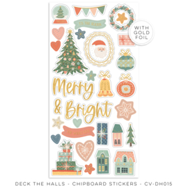 Cocoa Vanilla DECK THE HALLS – CHIPBOARD STICKERS 