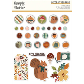 Simple Stories Cider & Donuts Decorative Brads 27 Brads, 6 Chipboard  