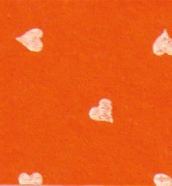 Felt hearts, Orange/White 30x40cm - 1mm 100% acryl