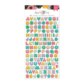 American Crafts April And Ivy Puffy Stickers 133/Pkg Alpha, Gold Foil  
