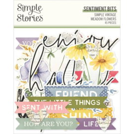 Simple Stories Simple Vintage Meadow Flowers Bits & Pieces 45/Pkg Sentiment PREORDER
