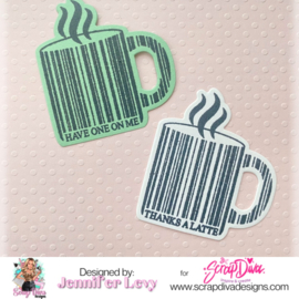 Scrapdiva  Coffee Mug Barcode Stamp & Die 