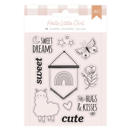 American Crafts Hello Little Girl Mini Stamp Set  