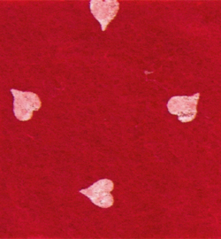 Felt hearts, Red/White 30x40cm - 1mm 100% acryl
