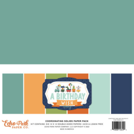 Echo Park A Birthday Wish Boy 12x12 Inch Coordinating Solids Paper Pack