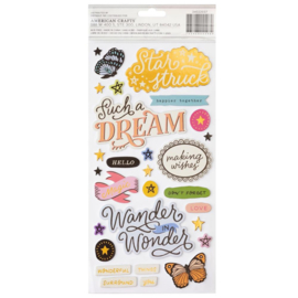 Crate Paper Moonlight Magic Thickers Stickers 50/Pkg Star Struck - Phrase - Gold Foil  