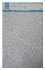 Marianne D Decoratie Soft Glitter papier 5vl - Zilver CA3142 A4