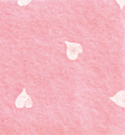 Felt hearts, Pink Pastel/White 30x40cm - 1mm 100% acryl