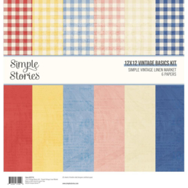 Simple Stories Vintage Basics Kit 12"X12" Simple Vintage Linen Market PREORDER