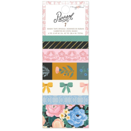 Maggie Holmes Parasol Washi Tape 7/Pkg W/Gold Foil Accents  