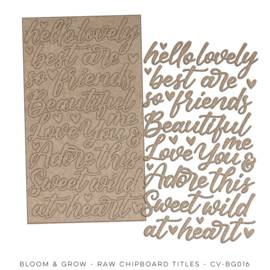 Cocoa Vanilla BLOOM & GROW – RAW CHIPBOARD TITLES  