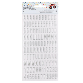 Pebbles Cool Boy Puffy Stickers Alpha, Silver Foil