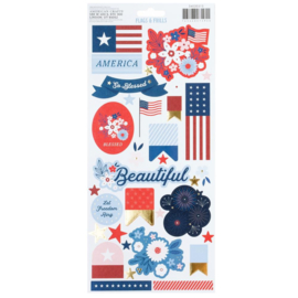 American Crafts Flags And Frills Cardstock Stickers 6"X12" Gold Foil Icons