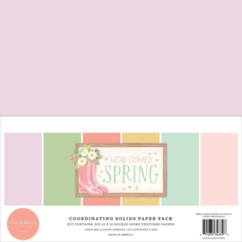Carta Bella Solids Collection Kit 12"X12" Here Comes Spring, 6 Colors