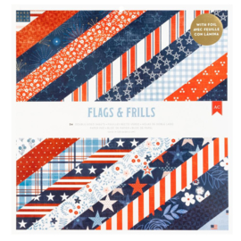 American Crafts Double-Sided Paper Pad 12"x12" 24/Pkg Gold Foil, Flags And Frills
