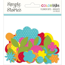 Color Vibe Cardstock Flowers Bits & Pieces 143/Pkg Brights  